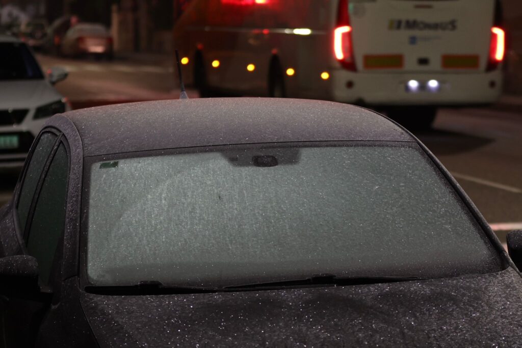 La comarca de Vigo se congela bajo cero en una madrugada gélida