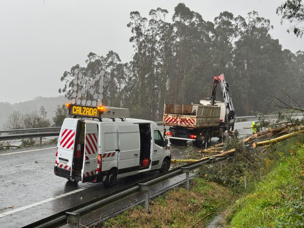 Borrasca "Herminia": cortada la AP-9 en sentido Vigo tras caer un árbol y herido un guardia civil